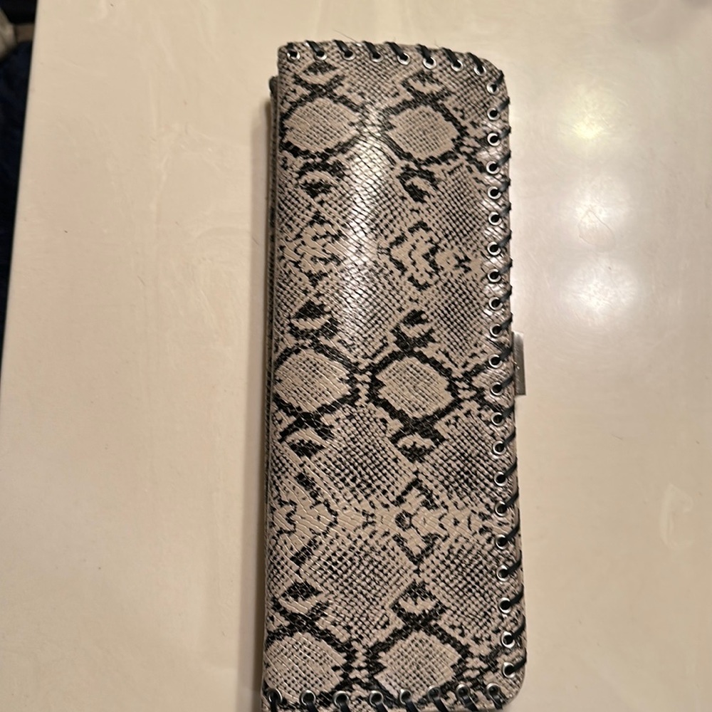Leather Snake Skin Clutch Purse